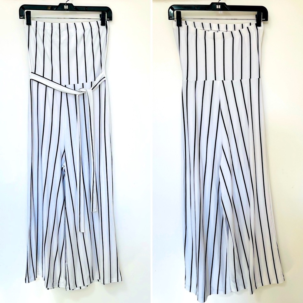 Stella Tweed Black and White Stripe Strapless Romper